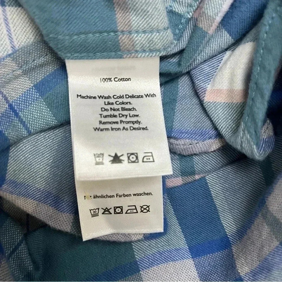 Eddie Baur Blue Classic Fit 100% Cotton Plaid Flannel Size Large - Picture 9 of 9